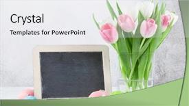  Presentation with greetings - Slides consisting of front of stone wall background and a  colored foreground