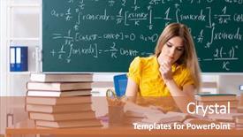  Presentation with mathematical physics - PPT layouts enhanced with mathematical physics - young female student in front background and a coral colored foreground