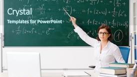  Presentation with math teacher - PPT layouts featuring female math teacher in front background and a ocean colored foreground