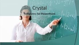 Presentation with math teacher - Beautiful presentation theme featuring female math teacher in front backdrop and a light blue colored foreground