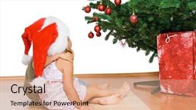  Presentation with christmas kids - PPT layouts consisting of front of the christmas tree background and a coral colored foreground