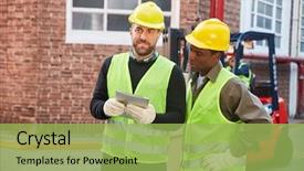  Presentation with warehouse logistics - Presentation with front of the logistics background and a yellow colored foreground