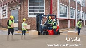  Presentation with logistics - Colorful slides enhanced with front of the logistics backdrop and a coral colored foreground