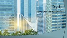  Presentation with green office - Slide deck with front of the office building background and a light blue colored foreground