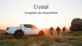  Presentation with travel friends - PPT layouts featuring front of the pickup background and a cream colored foreground