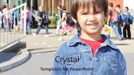  Presentation with summer school - PPT layouts consisting of school outdoor summer to fall background and a light blue colored foreground