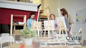  Presentation with group of three young girl - Presentation featuring front of their easel background and a mint green colored foreground
