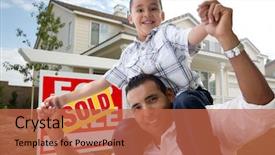  Presentation with ownership - PPT theme having front of their new home background and a red colored foreground