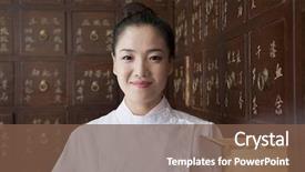  Presentation with chinese traditional - Theme enhanced with sprouting pea pods for planting background and a  colored foreground.