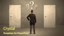  Presentation with decision - Presentation design with front of two door background and a violet colored foreground