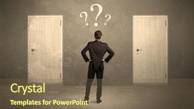  Presentation with decision - Presentation theme with front of two door background and a violet colored foreground