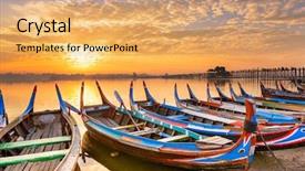  Presentation with lake front - Amazing slide deck having front of u bein bridge backdrop and a yellow colored foreground