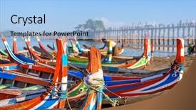  Presentation with lake front - PPT theme enhanced with front of u bein bridge background and a light blue colored foreground