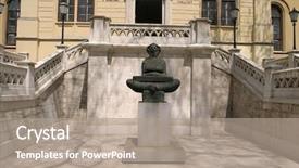  Presentation with university building - Presentation design having front of university rector background and a coral colored foreground