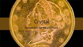  Presentation with liberty - Colorful slide deck enhanced with front of us liberty twenty dollar gold coin on black background backdrop and a gold colored foreground