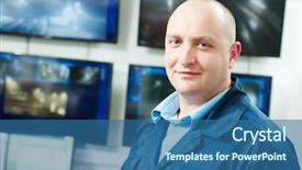  Presentation with video surveillance - Theme having front of video monitoring surveillance background and a ocean colored foreground