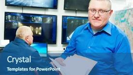  Presentation with video surveillance - Presentation design having front of video monitoring surveillance background and a ocean colored foreground