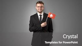  Presentation with wall - Colorful PPT layouts enhanced with free switzerland - cheerful student standing in front backdrop and a  colored foreground