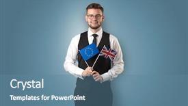  Presentation with national flag of chicago - Amazing PPT layouts having union free - cheerful student standing in front backdrop and a teal colored foreground