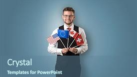  Presentation with wall - Beautiful PPT layouts featuring union free - cheerful student standing in front backdrop and a ocean colored foreground