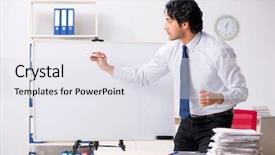  Presentation with financial report - Slide set having front of white board background and a  colored foreground