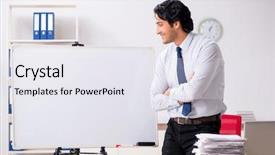  Presentation with financial report - Colorful presentation theme enhanced with front of white board backdrop and a  colored foreground