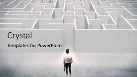  Presentation with decision - Slide deck consisting of front of white labirynth background and a light gray colored foreground