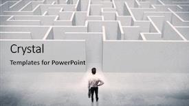  Presentation with decision - Beautiful presentation theme featuring front of white labirynth backdrop and a light gray colored foreground