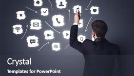  Presentation with black men in suit - Amazing presentation theme having front of white multimedia icon backdrop and a dark gray colored foreground