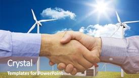  Presentation with shake hand - Slide set having  background and a  colored foreground