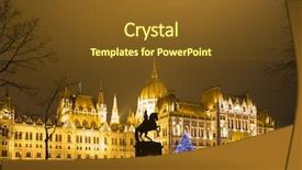  Presentation with hungary - Presentation with front off parliament building background and a tawny brown colored foreground