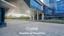  Presentation with brick - Presentation design with front office - empty brick floor with cityscape background and a gray colored foreground