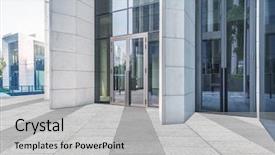  Presentation with modern school building - Amazing slides having front office - empty brick floor with modern backdrop and a light gray colored foreground