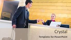  Presentation with receptionist - Amazing presentation theme having front office - hotel receptionist check in man backdrop and a lemonade colored foreground