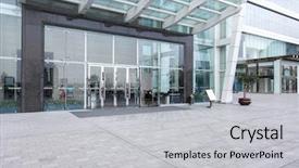  Presentation with modern building - Beautiful presentation featuring front office - modern building facade with empty backdrop and a light gray colored foreground