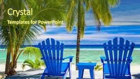  Presentation with chairs - PPT theme having front on amazing beach cook background and a tawny brown colored foreground