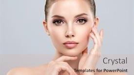  Presentation with skin care - Colorful slide set enhanced with front-portrait-of-a-white backdrop and a coral colored foreground