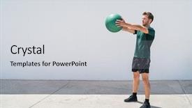  Presentation with exercise medicine - Amazing presentation design having front raise exercise for shoulder backdrop and a light gray colored foreground