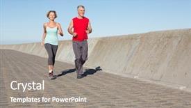  Presentation with active seniors senior couple - Colorful presentation theme enhanced with front runner - active senior couple backdrop and a gray colored foreground