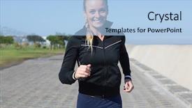  Presentation with fit test - Presentation theme with front runner - fit blonde jogging background and a light blue colored foreground