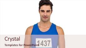 Presentation with athlete - Amazing slide deck having front runner - happy male athlete standing backdrop and a  colored foreground