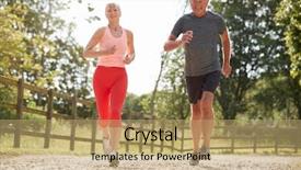  Presentation with senior couple - Slides featuring front runner - healthy senior couple enjoying run background and a coral colored foreground