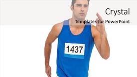  Presentation with athlete - PPT theme consisting of front runner - male athlete running on isolated background and a lemonade colored foreground