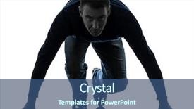  Presentation with colour blocking building blocks - Presentation theme with front runner - one causasian man starting blocks background and a ocean colored foreground
