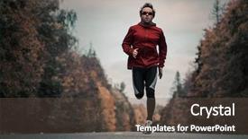  Presentation with forest road - Amazing slides having front runner - young man athlete running hard backdrop and a tawny brown colored foreground