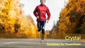  Presentation with autumn - Amazing presentation design having front runner - young man running backdrop and a tawny brown colored foreground