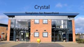  Presentation with front office - PPT layouts enhanced with front view - modern office building for rent background and a light blue colored foreground