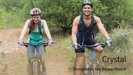  Presentation with fork road - Beautiful presentation featuring front view - portrait of couple riding bicycles backdrop and a coral colored foreground