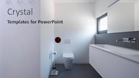  Presentation with bright white - Theme having front-view-bathroom-with-toilet background and a light gray colored foreground