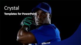 Presentation with baseball team - Amazing PPT theme having front-view-close-up backdrop and a black colored foreground